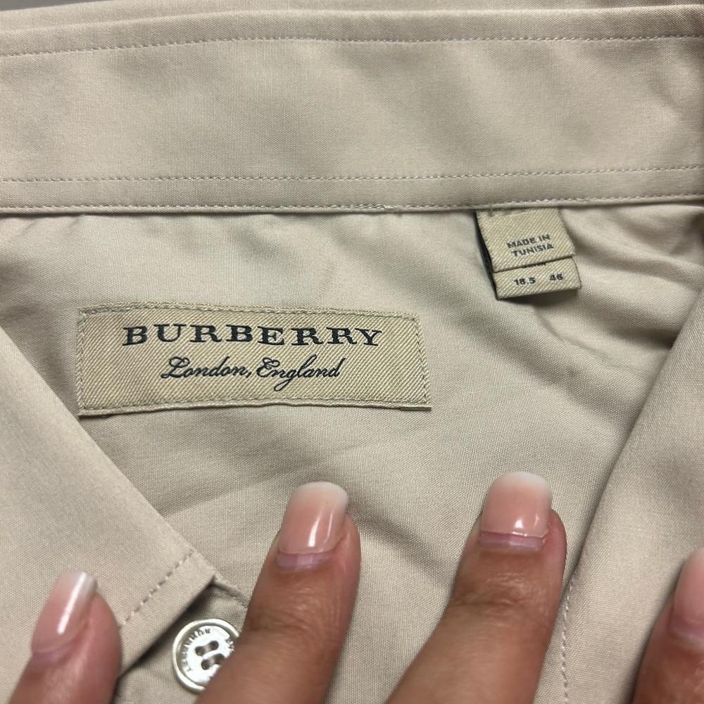 Burberry uniform style shirt Beige mens slim size 46 - Picture 7 of 9